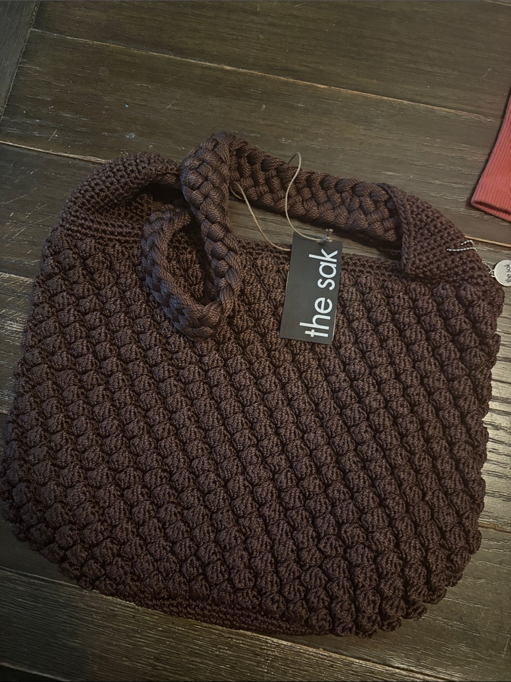The Sak Brown Crocheted Tote with Braided Handles